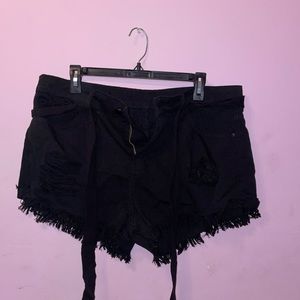 Black Belt Jean Shorts